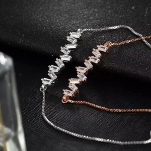 NEW Rose Gold Silver Adjustable Bracelet Crystals